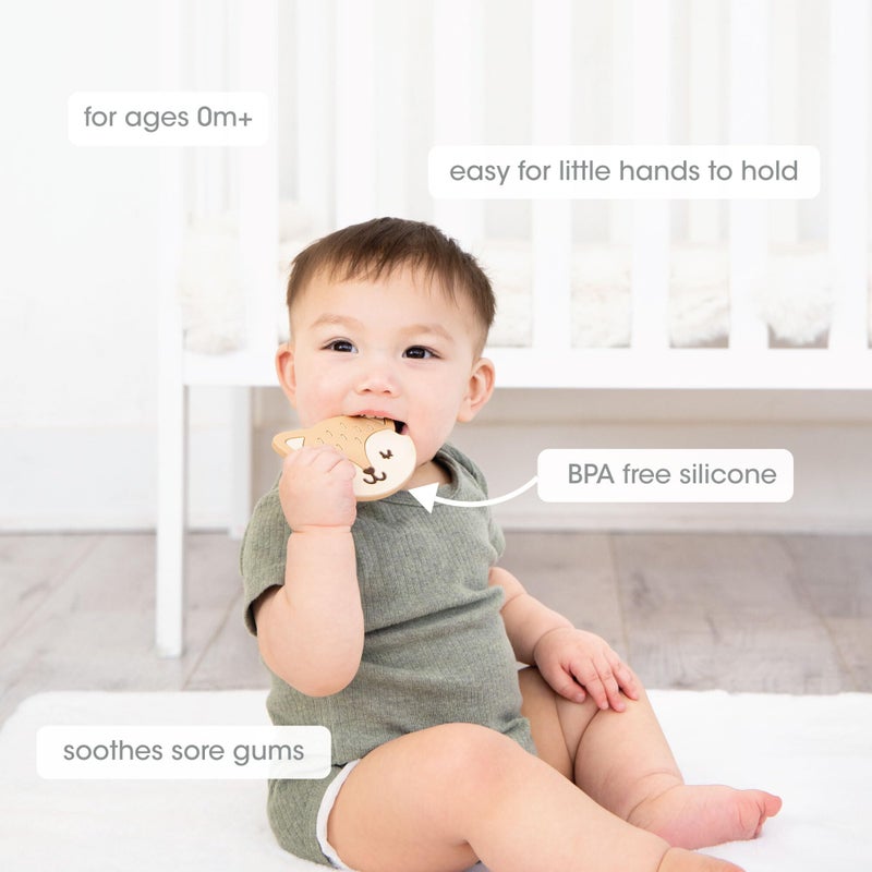 Pearhead Fox Silicone Baby Teether, Teething Toy for Babies 0+ Months, BPA Free Teether, Safe and Gentle Teething Relief - Image 2