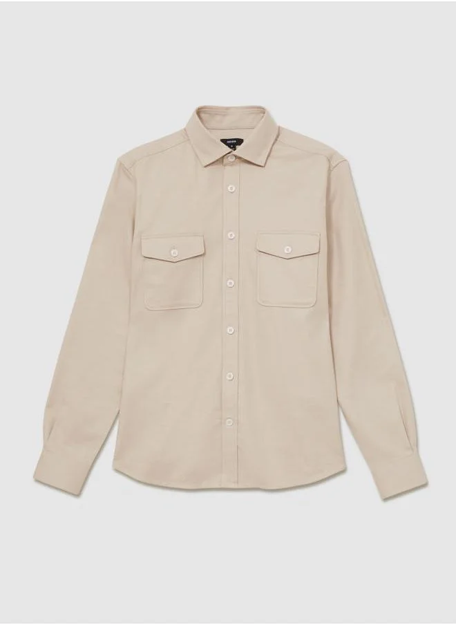 REISS Ls Twin Pocket Textured Overshirt