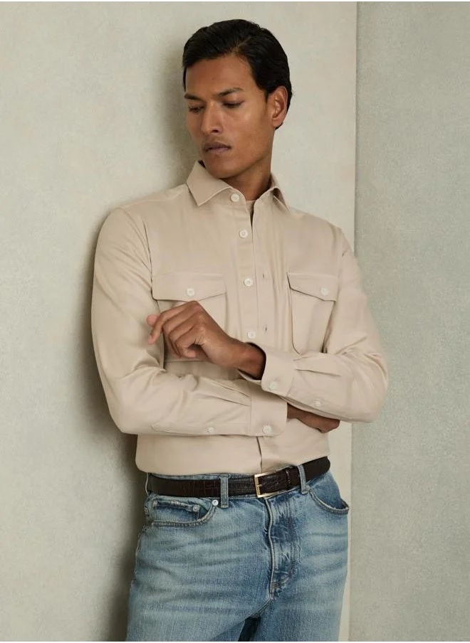 REISS Ls Twin Pocket Textured Overshirt