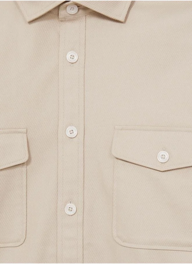 REISS Ls Twin Pocket Textured Overshirt