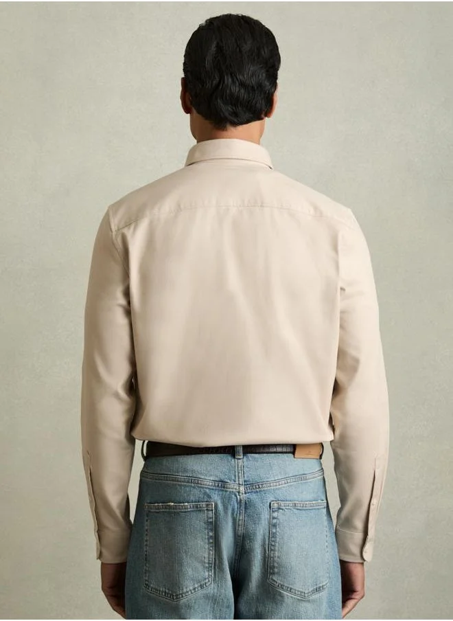 REISS Ls Twin Pocket Textured Overshirt