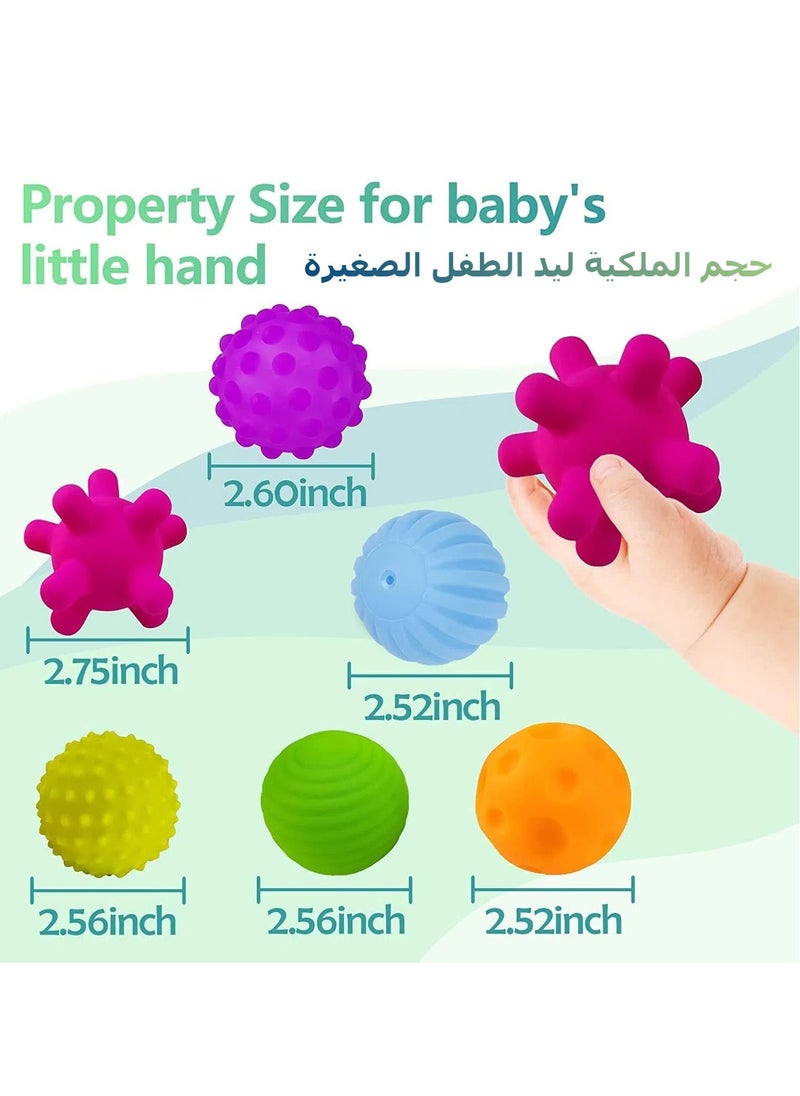 اكسيسن - 6 قطع من كرات الأطفال الحسية، كرات التدليك، ألعاب الضغط، ألعاب مونتيسوري للأطفال الصغار، ألعاب تخفيف الإجهاد - Image 1