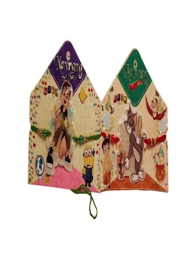 2 Cartoon Glitter rakhi for Kids RA 24160 - Image 1