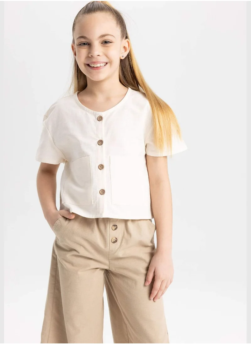 ديفاكتو Girl Woven Short Sleeve Shirt