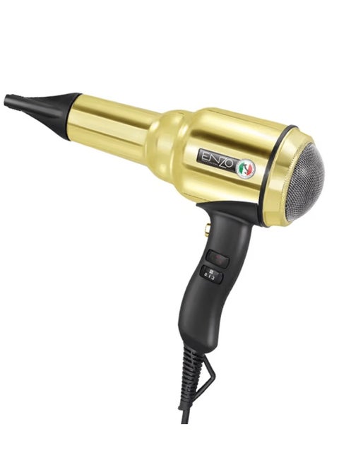 ENZO EN-8228 2000W GOLD Professional Hair Dryer – Ionic Technology, 3 Heat Settings, 2 Speed Settings, and Concentrator Nozzle-Intl Version