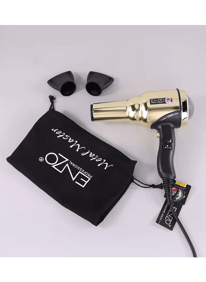 ENZO Professional - ENZO EN-8228 2000W GOLD Professional Hair Dryer – Ionic Technology, 3 Heat Settings, 2 Speed Settings, and Concentrator Nozzle-Intl Version - Image 1