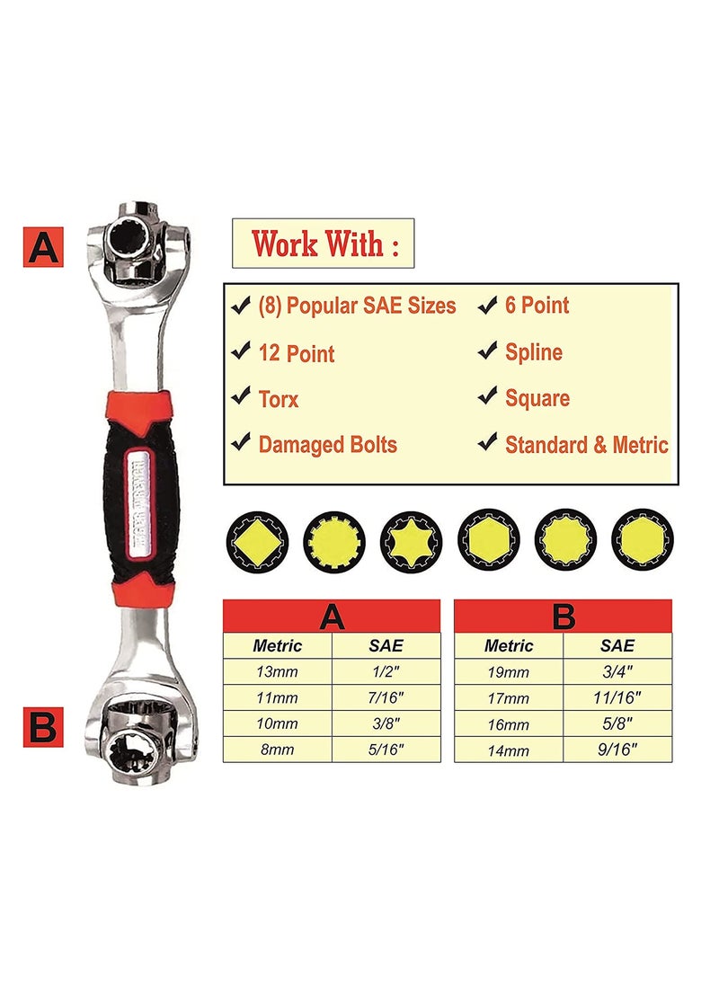 GOODMARTS GOODMARTS 48 Tools in 1 SelfAdjusting Socket Wrench with Adapter Handle Stainless Steel 360 Rotating Heads MultiSocket For Auto Home and MoreStandard Size Tiger Wrench  - Image 4
