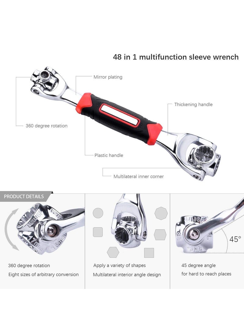 GOODMARTS GOODMARTS 48 Tools in 1 SelfAdjusting Socket Wrench with Adapter Handle Stainless Steel 360 Rotating Heads MultiSocket For Auto Home and MoreStandard Size Tiger Wrench  - Image 5