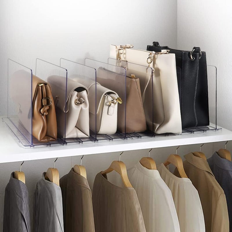 Adjustable Clear Purse Organizer for Closet with Shelf Dividers - Image 1
