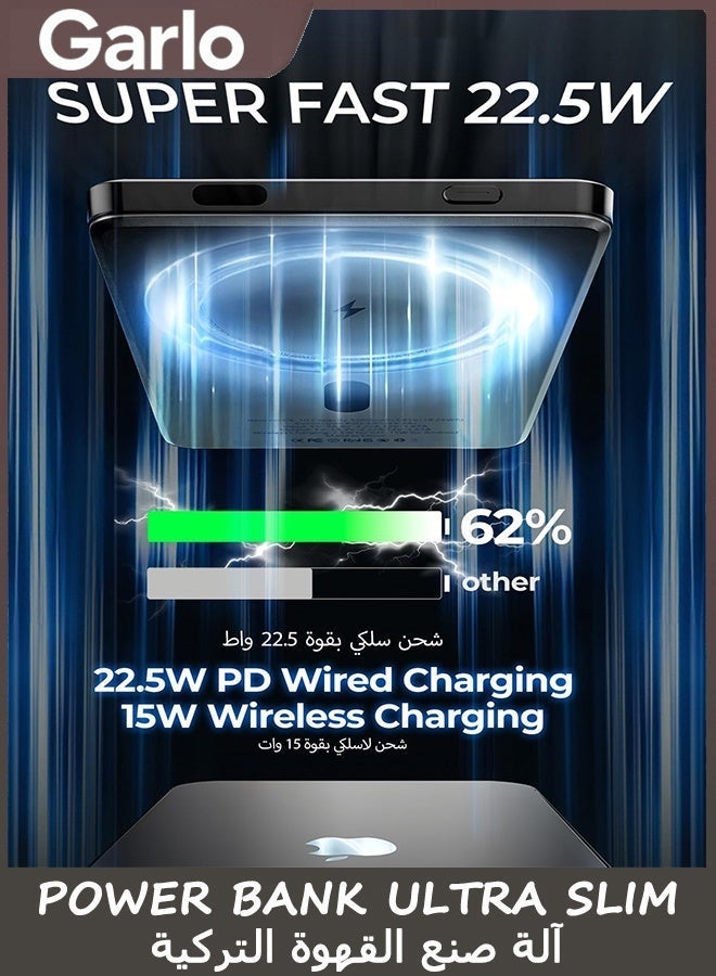 Garlo for Magnetic Power Bank Ultra Slim, 5000mAh Wireless Charger Battery Bank with USB-C Cable 22.5W PD Fast Charging, Travel for Portable Charger Magnetic Power Bank with iPhone 17/16/15/14 Series - Image 4
