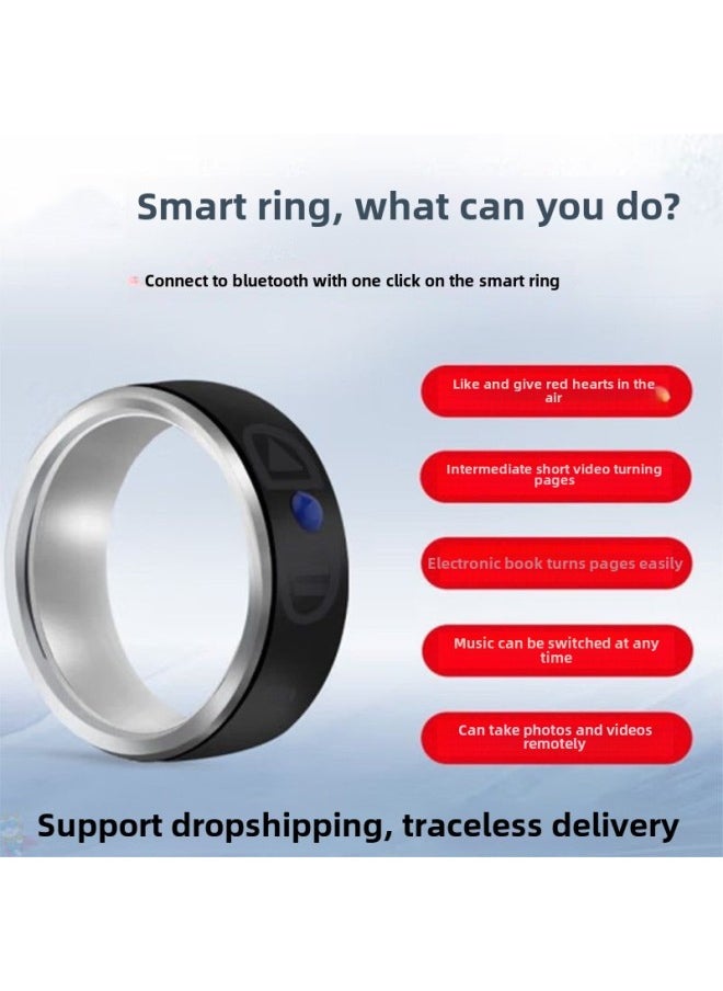 Generic Lazy People Brush Video Novels Fast Hand Trembles Mobile Phone Bluetooth Remote Control Ring Ring Smart Ring Travel-Colour:Smart Ring Size 9 Finger Circumference 59.5mm  - Image 3