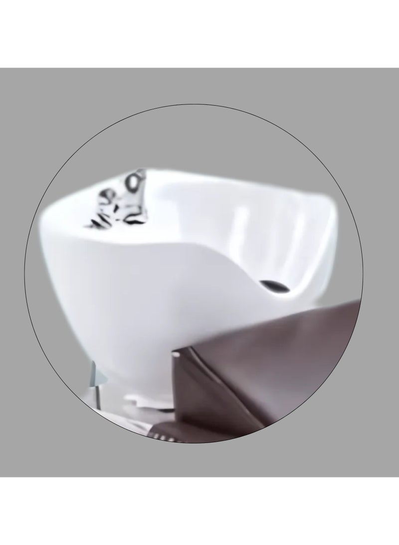 VINTAGE Beauty Salon Shampoo Backwash Unit Sink Station Tilting Ceramic Sink with Adjustable sink bowl & Comfortable gel neck rest (BROWN WHITE 9022) - Image 3
