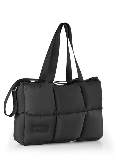 Large capacity waterproof soft quilted shoulder bag and hand bag for women - Black