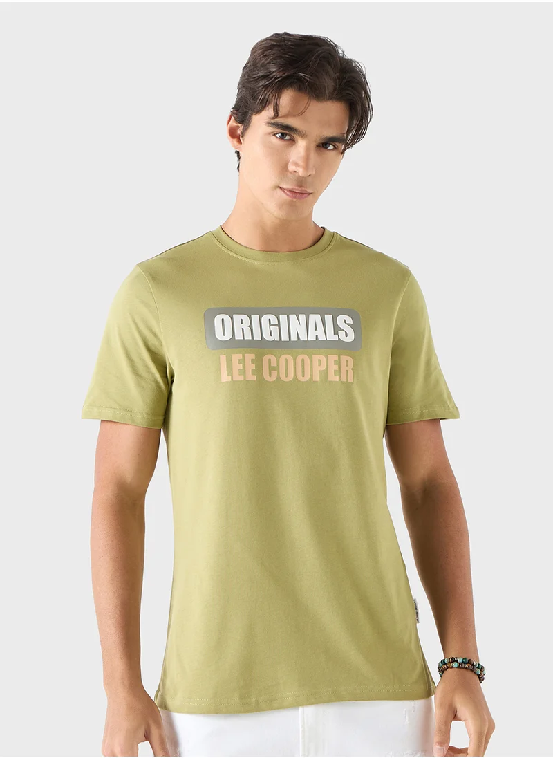 لي كوبر Lee Cooper Logo Print T-shirt with Crew Neck and S