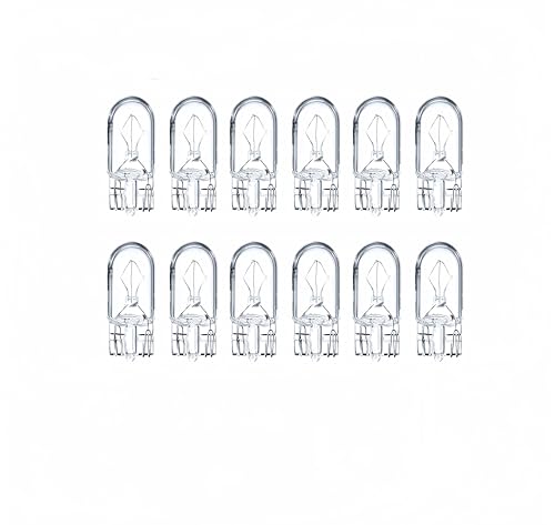 Kadiby 12 Pack 168 Bulb 194 168 W5W 1/4 Wedge Base 12V 5W Clear for Cars Landscape RV Camper T10 2825 Car Signal Replacement for 147 152 158 159 161 184 192 193 259 280 285 447 464 501 - Image 1