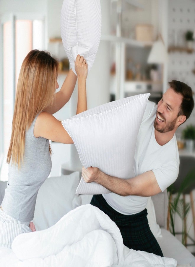 COZSINOOR Goose Feather Pillows Queen Size Set of 2 - Hotel Down Bed Pillow for Sleeping, Soft 600 TC Cotton Cover, Fluffy Support Surround Fill Down Alternative for Back, Stomach, Side Sleepers - Image 3
