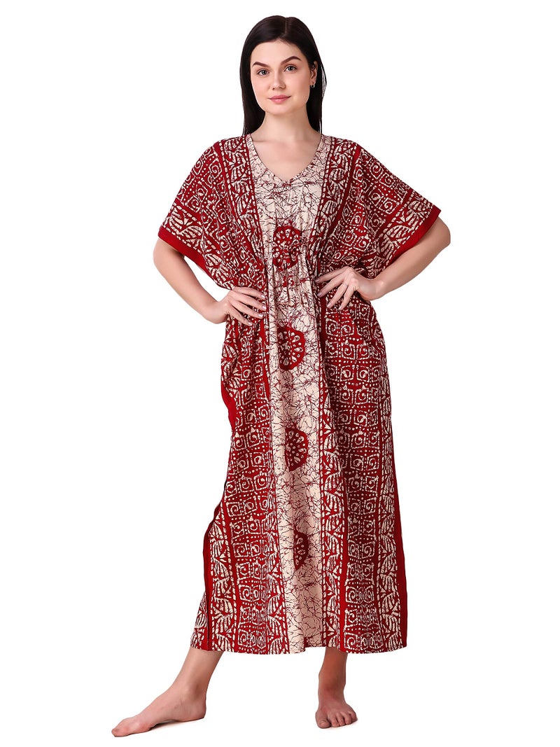 Masha Women's Cotton-Kaftan� Red - Image 1
