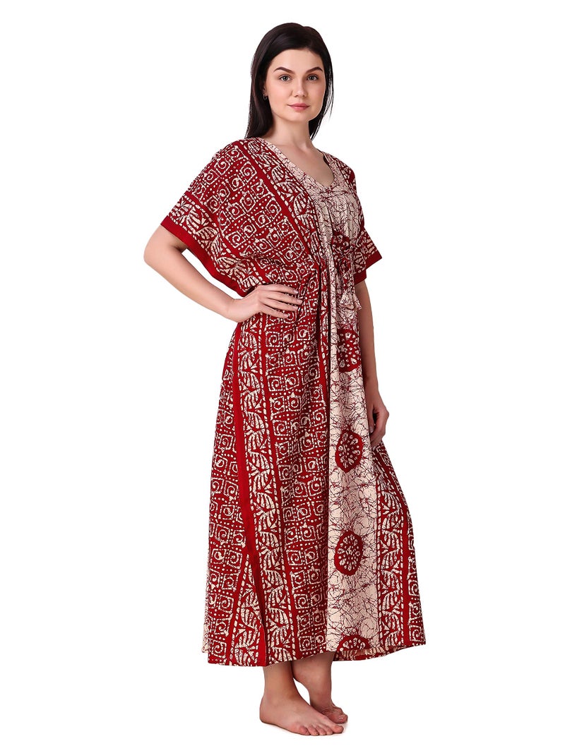 Masha Women's Cotton-Kaftan� Red - Image 3