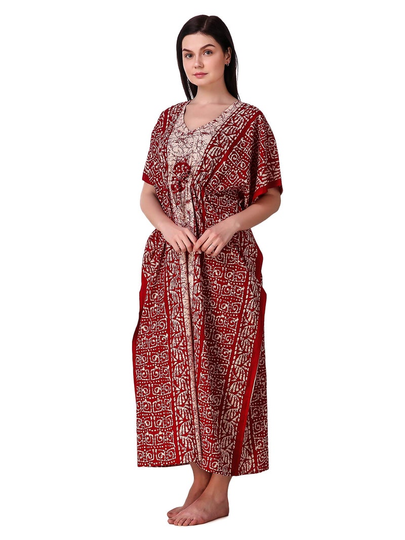 Masha Women's Cotton-Kaftan� Red - Image 2