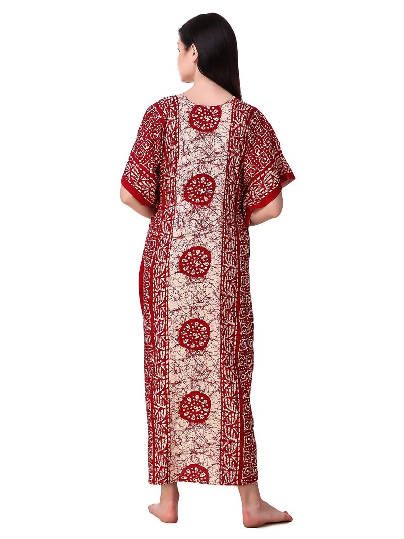 Masha Women's Cotton-Kaftan� Red - Image 4