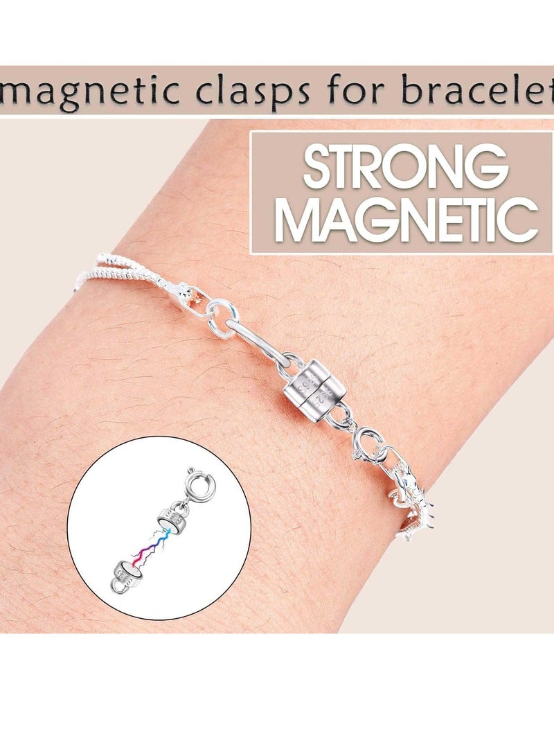 925 Sterling Silver Magnetic Necklace Clasps and Closures,Gold and Silver Magnetic Clasp Converter for Jewelry Making Supplies,Chain Extender Connector for Small Necklace Bracelet
