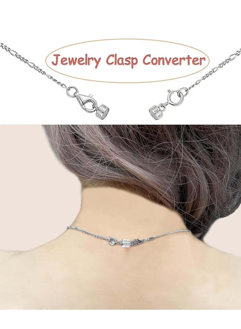 925 Sterling Silver Magnetic Necklace Clasps and Closures,Gold and Silver Magnetic Clasp Converter for Jewelry Making Supplies,Chain Extender Connector for Small Necklace Bracelet