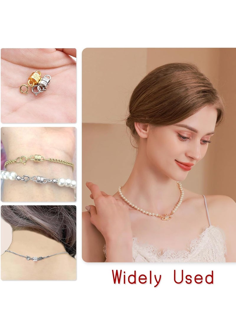 925 Sterling Silver Magnetic Necklace Clasps and Closures,Gold and Silver Magnetic Clasp Converter for Jewelry Making Supplies,Chain Extender Connector for Small Necklace Bracelet