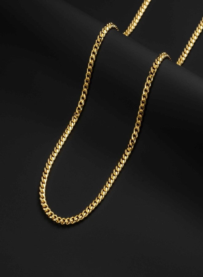 GYUYCW Classic Cuban Link Chain Necklace for Women 20in - Image 3