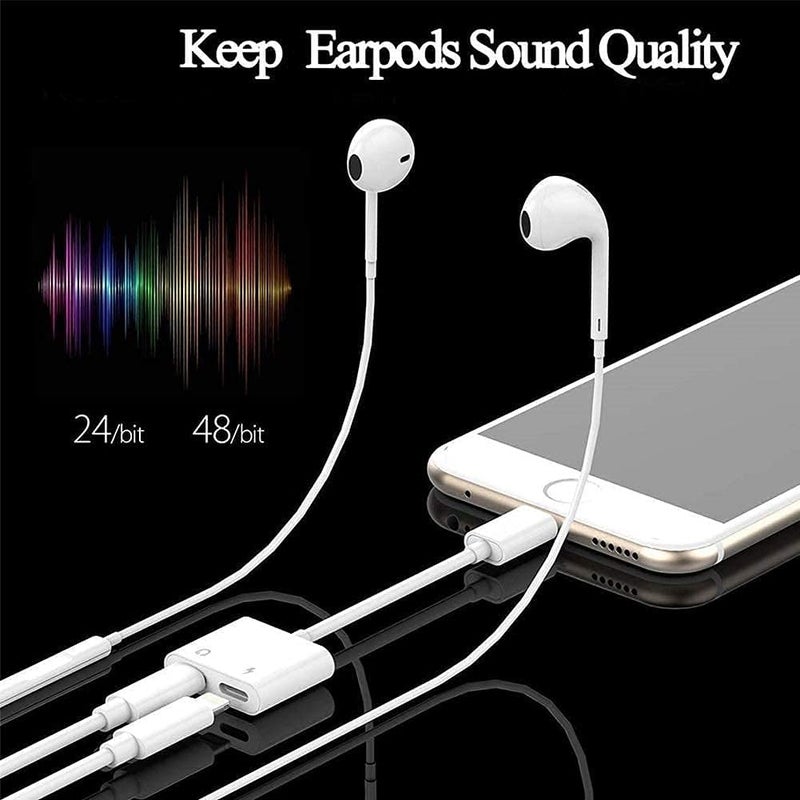 CHAOPAI [Apple MFi Certified] 2PACK Dual Lightning Headphone Adapter for iPhone Splitter Audio and Charge Support All iOS System Compatible with iPhone 14/13/12/11/XS/XR/8/7/6 - Image 3