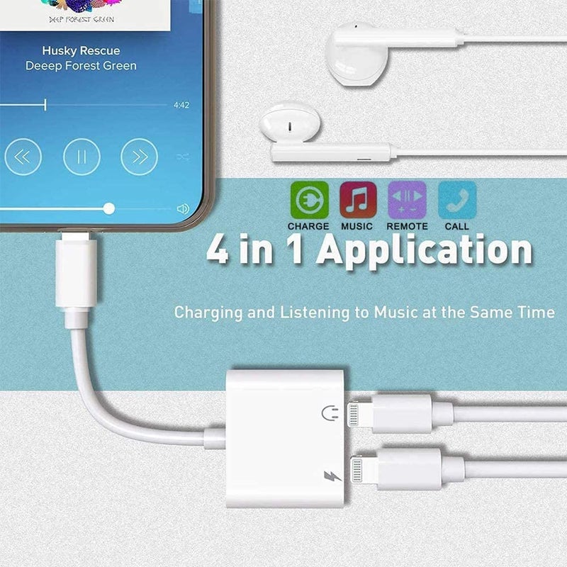CHAOPAI [Apple MFi Certified] 2PACK Dual Lightning Headphone Adapter for iPhone Splitter Audio and Charge Support All iOS System Compatible with iPhone 14/13/12/11/XS/XR/8/7/6 - Image 2