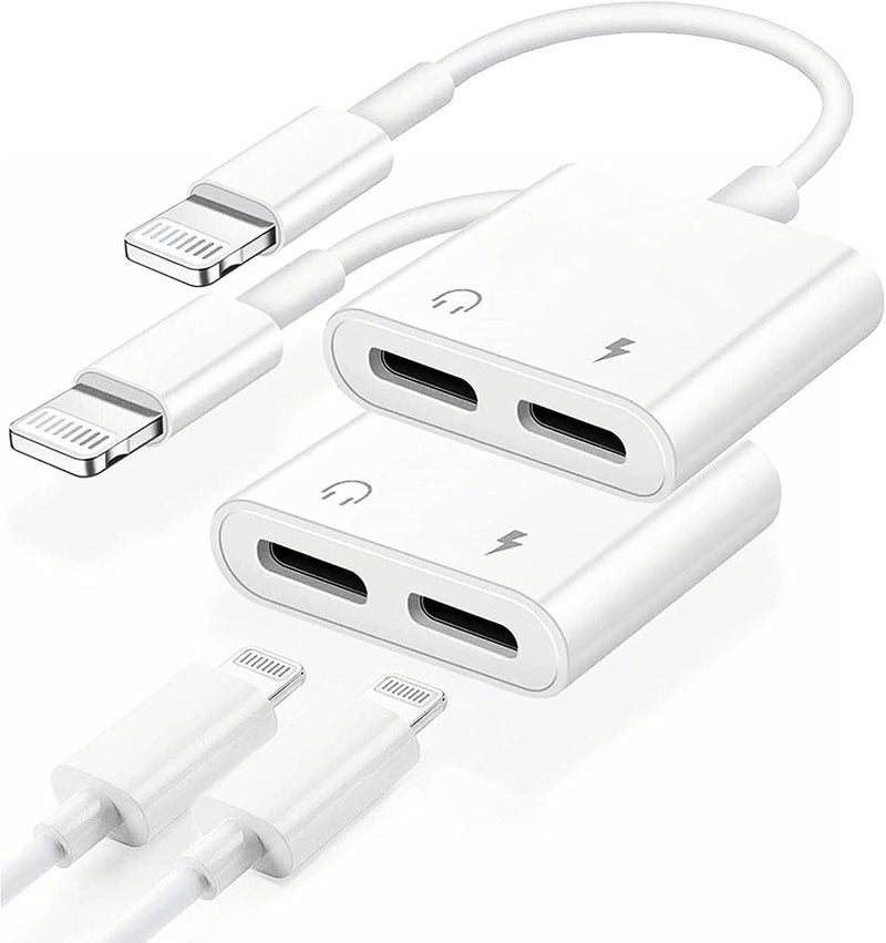 CHAOPAI [Apple MFi Certified] 2PACK Dual Lightning Headphone Adapter for iPhone Splitter Audio and Charge Support All iOS System Compatible with iPhone 14/13/12/11/XS/XR/8/7/6 - Image 1