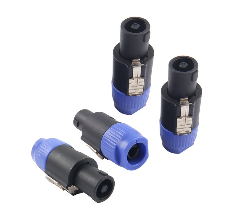 Devinal SpeakOn Speaker Male Adapter 4 Pole Plug Twist Lock Connectors Compatible with Neutrik Speakon NA4LJ, NA4LJX, NL4MP, NL4MPR, NL4FC, NL4FX, NL4 & NL2 Series, NL2FC 4 Pack - Image 1