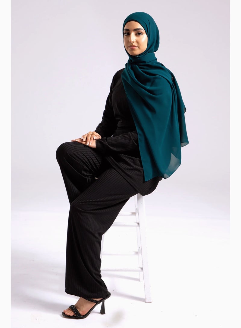 PERFECTORY Women Lightweight Solid Chiffon Hijab Shawl Soft Premium Abaya Shawl Wrap Scarves, Long Bridal Hijab Scarf- Turquoise - Image 2