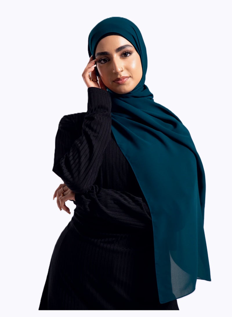 PERFECTORY Women Lightweight Solid Chiffon Hijab Shawl Soft Premium Abaya Shawl Wrap Scarves, Long Bridal Hijab Scarf- Turquoise - Image 3