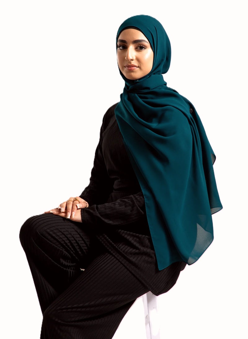 PERFECTORY Women Lightweight Solid Chiffon Hijab Shawl Soft Premium Abaya Shawl Wrap Scarves, Long Bridal Hijab Scarf- Turquoise - Image 1