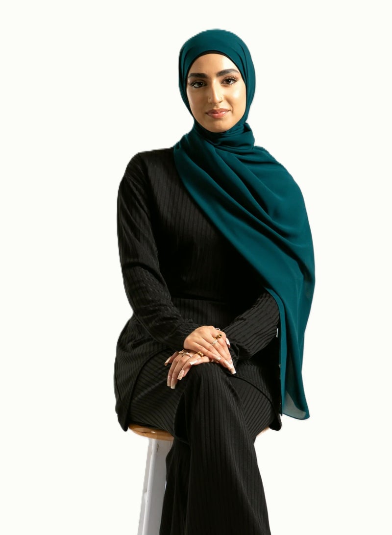 PERFECTORY Women Lightweight Solid Chiffon Hijab Shawl Soft Premium Abaya Shawl Wrap Scarves, Long Bridal Hijab Scarf- Turquoise - Image 5