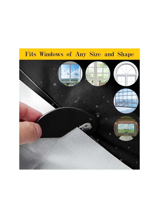 The Bros Blackout Blind 420D Black Out Fabric Portable Blackout Blinds Easy Stick On Window for Home Office Nursery Bedroom Car No Drill Travel Blackout Blind Starlight pattern (300 * 145cm) - Image 5