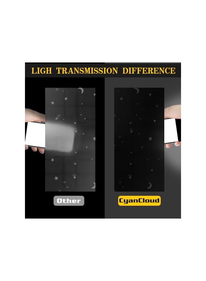 The Bros Blackout Blind 420D Black Out Fabric Portable Blackout Blinds Easy Stick On Window for Home Office Nursery Bedroom Car No Drill Travel Blackout Blind Starlight pattern (300 * 145cm) - Image 4