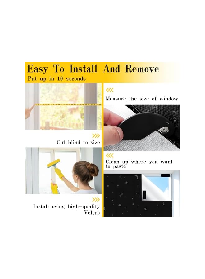 The Bros Blackout Blind 420D Black Out Fabric Portable Blackout Blinds Easy Stick On Window for Home Office Nursery Bedroom Car No Drill Travel Blackout Blind Starlight pattern (300 * 145cm) - Image 3