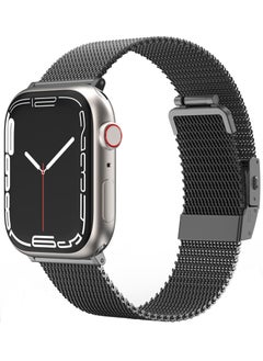 Titan Metal Milanese Band for Apple Watch Series 7 (45mm), Series 6/SE/5/4 (44mm) and 3/2/1 (42mm) - Black