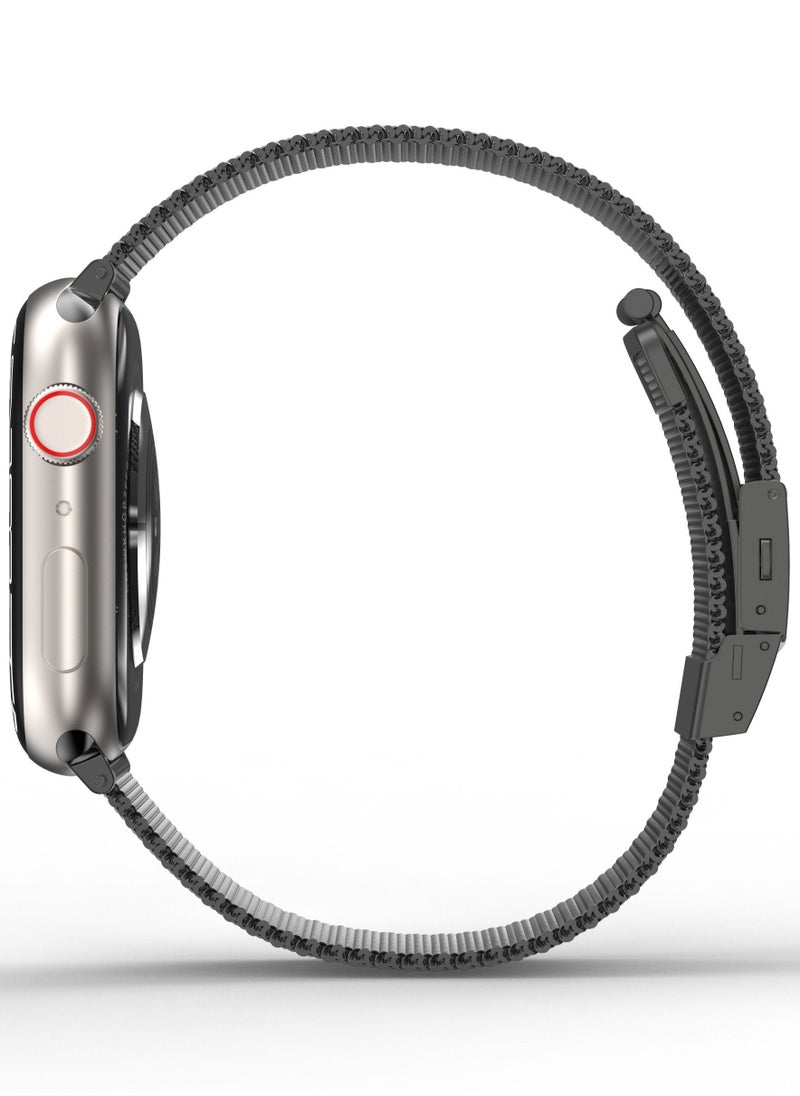 AMAZINGthing - Titan Metal Milanese Band for Apple Watch Series 7 (45mm), Series 6/SE/5/4 (44mm) and 3/2/1 (42mm) - Black - Image 1