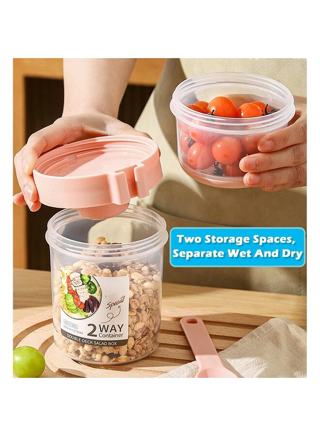 LAMAY Breakfast On The Go Cups, Salad Cup To Go, Take And Go Yogurt Cereal Overnight Oats Snack Parfait Containers & Salad Dressing Holder With Fork For Lunch, Fruit & Vegetable Jar(GREEN) - Image 3