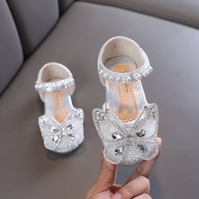 Princess Aisha Girls' Sandals 2022 Arrival Large Children'S Baby Little Girl'S Crystal Toe Soft-Soled Shoes - Image 1