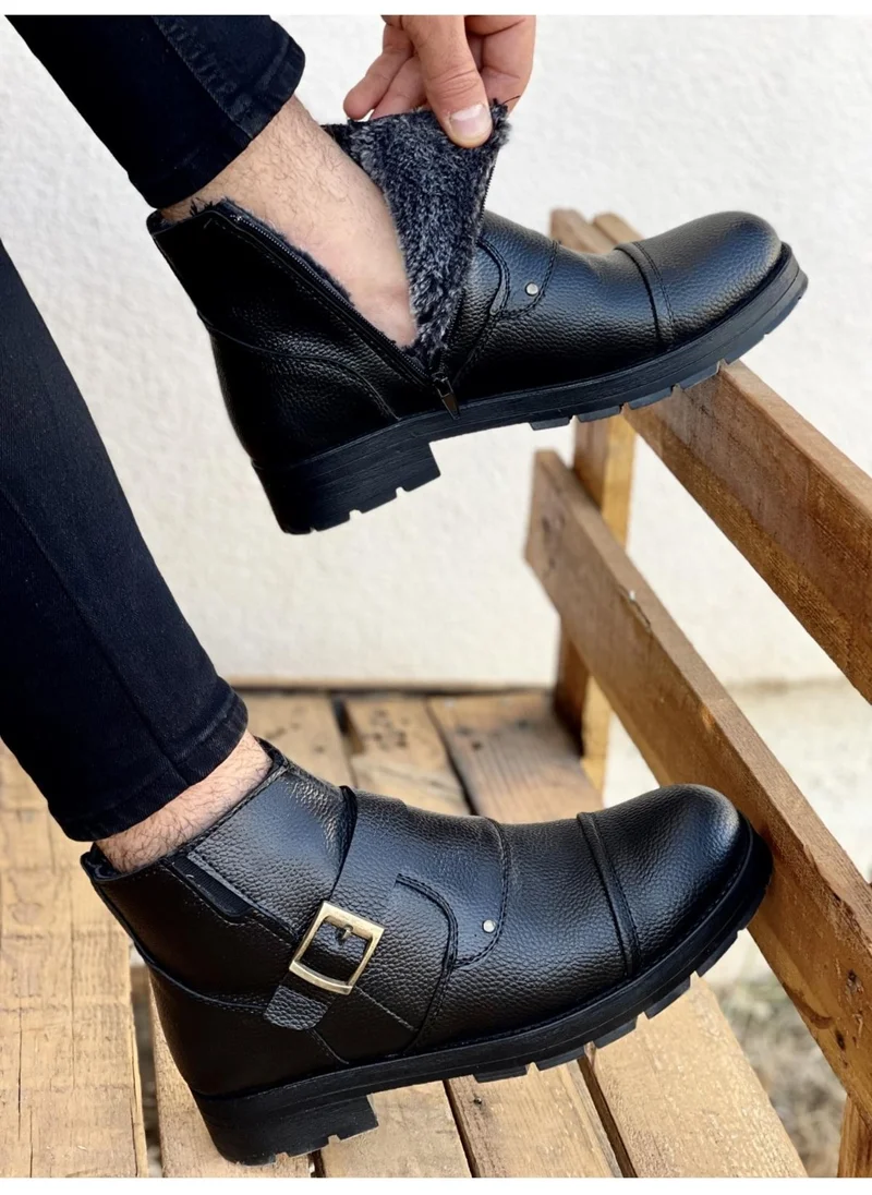 موغو M1001 Guaranteed Water & Cold Proof Fur Guaranteed Unisex Winter Zippered Boots Rubber Sole Sturdy Boots