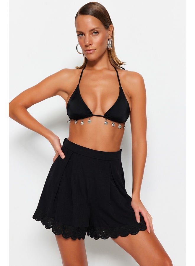 trendyol Black Woven Brode Detail Shorts & Bermuda TBESS23SR00039  - Image 1