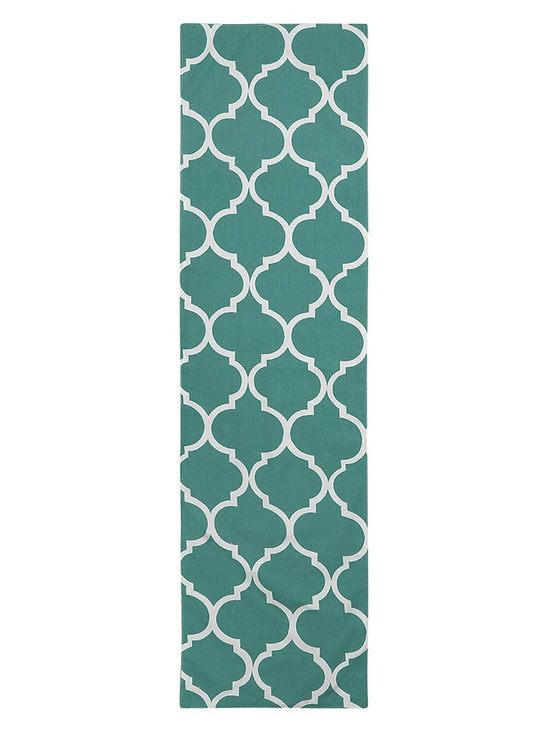 Dekor World Ogee Printed Aqua Table Runner (33x120cm) (Pack of 1)-4 Seater Dinning & Center Table - Image 3