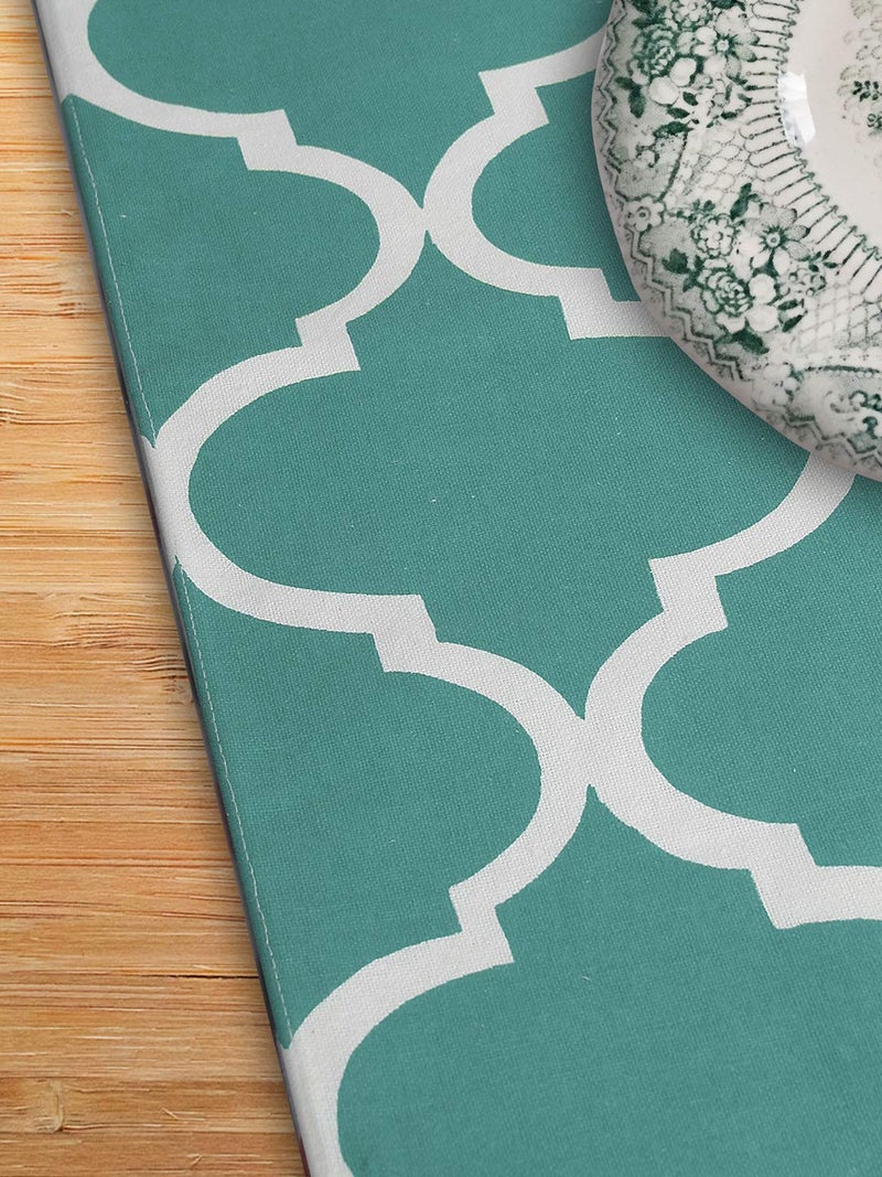 Dekor World Ogee Printed Aqua Table Runner (33x120cm) (Pack of 1)-4 Seater Dinning & Center Table - Image 5