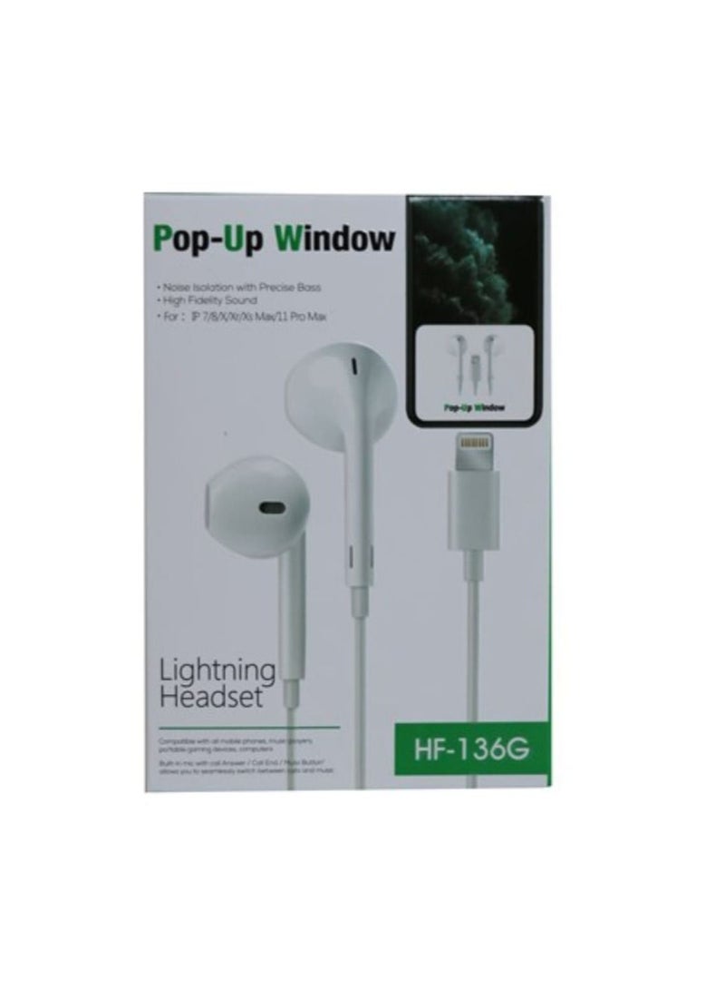 In-Ear Earphones With Mic compatible with iPhone White - Image 3