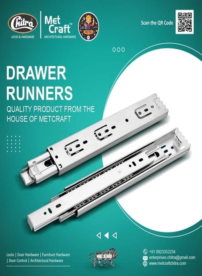 Met Craft Stainless Steel Telescopic Drawer Channel/Runner (Be Blue) 12 Inch (300 mm) with 3 Ball Bearing Weight Capacity Upto 35 kg (Silver) - Image 3