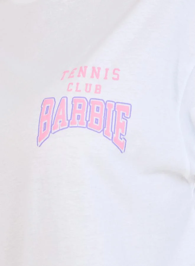 Styli Barbie Tennis Club Slogan Puff Print Oversized T-Shirt